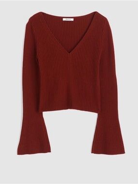 Madewell BNWT Merino Wool V Neck Ribbed Sweater Size L